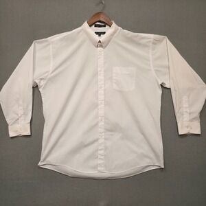 Domani Men's White Long Sleeve Button Up‎ Dress Shirt Size 18-34/35